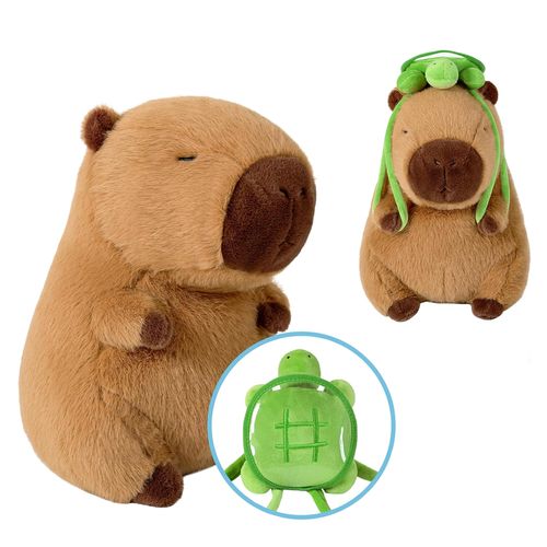 Peluche Capibara Con Mochila de Tortuga 30 cm Kawaii Niños