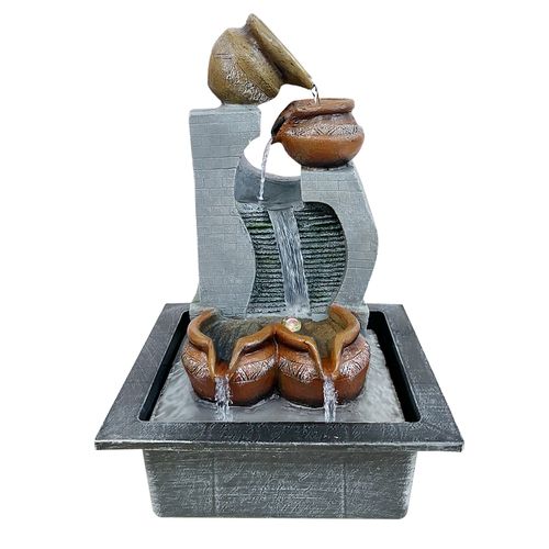 Fuente de Agua Decorativa 2 Niveles con Luces Led 25x40x20cm