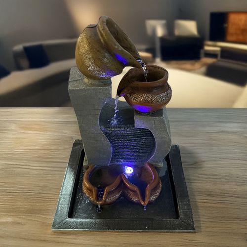 Fuente de Agua Decorativa 2 Niveles con Luces Led 25x40x20cm