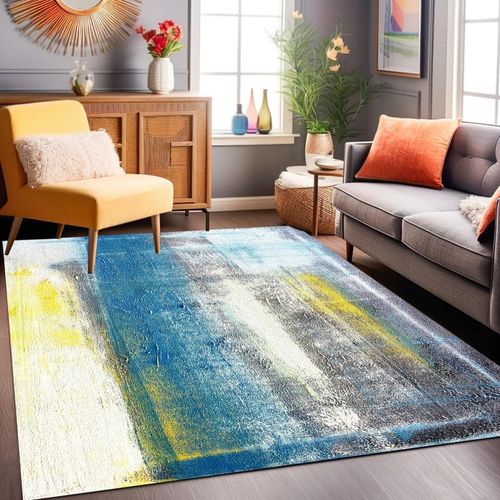 Alfombra Moderna De Interior Diseño Trazos Abstractos 150x200 cm