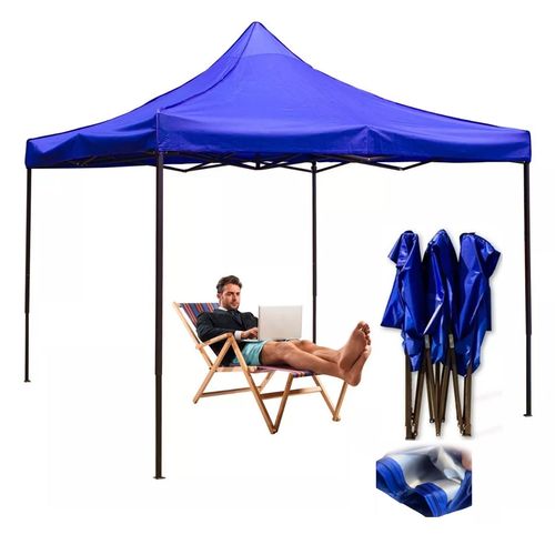 Toldo Plegable Azul 3x3 Metal Lona 18kg