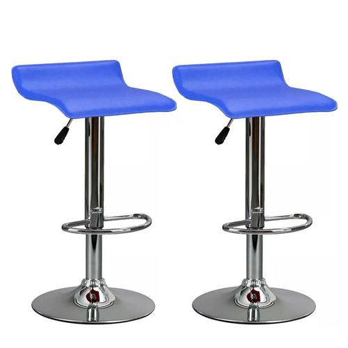 Pack 2 Sillas Pisos Taburetes Bar Azul Eco Cuero