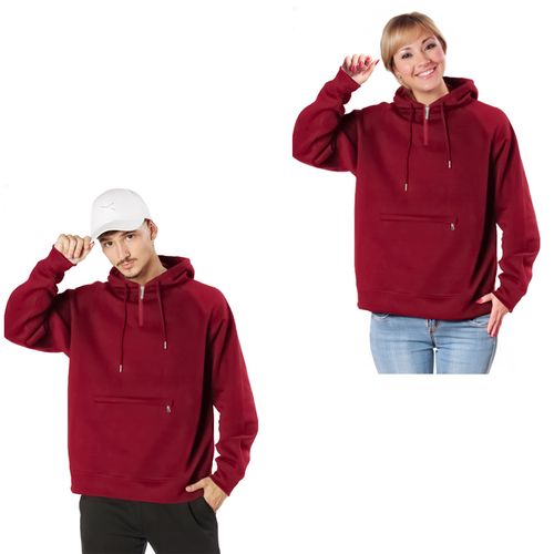 Polerón Hoodie Canguro Unisex Talla XL Burdeo
