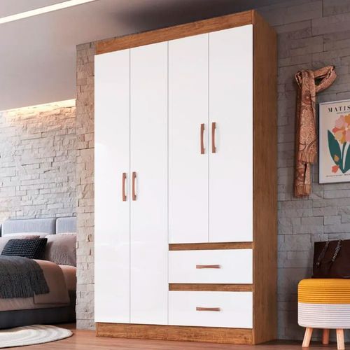 Ropero Closet 4 Puertas 2 Cajones Dallas Off White/ Nogueira