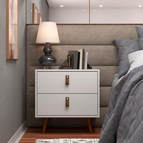 Mesa De Noche Cómoda Velador Pádua 2 Cajones Blanco
