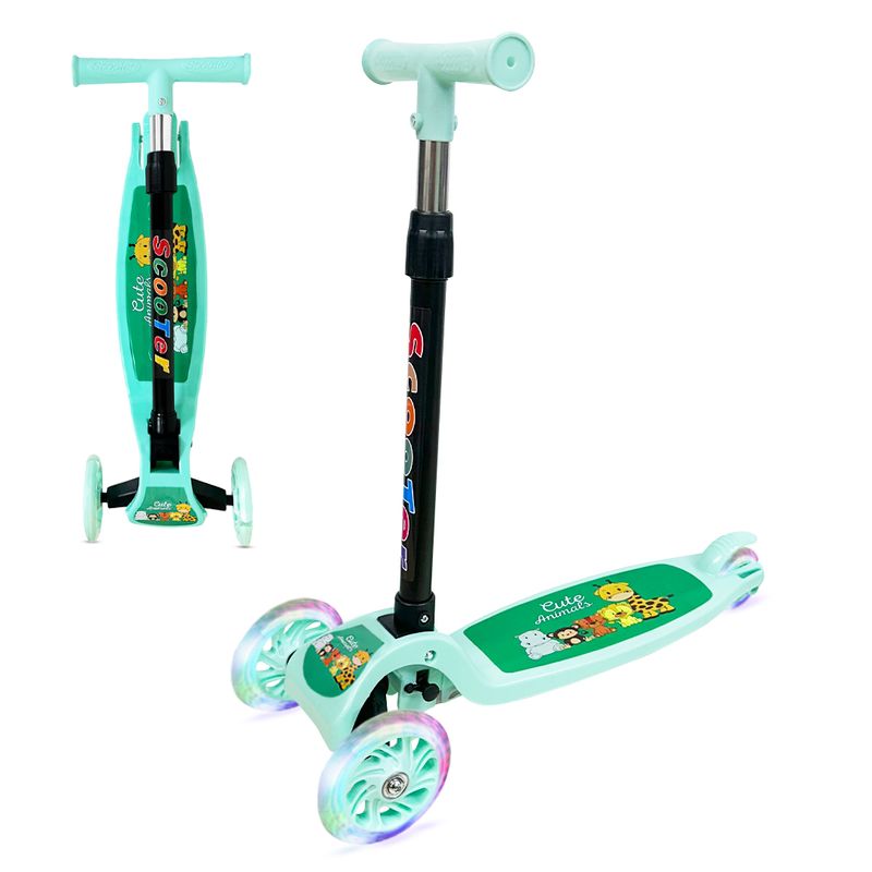 Scooter Monopatín Ajustable Luz LED Ruedas Animales