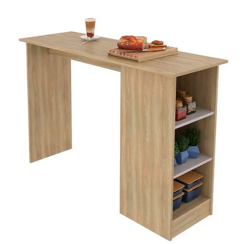 Mueble Desayunador Isla Cocina Ravena Con Estantes Dourado/Fume