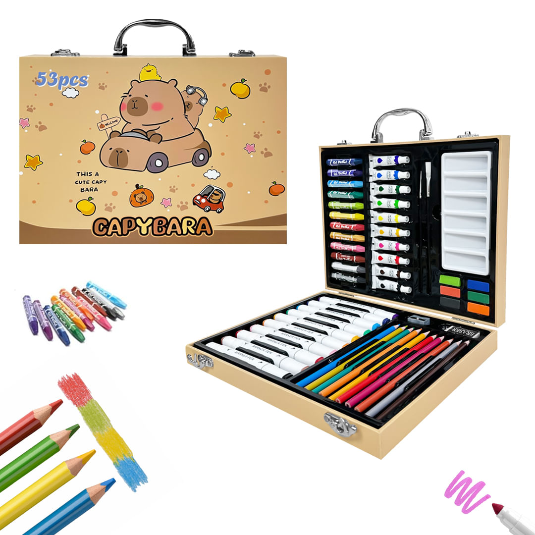 Maleta Set de Arte y Dibujo 53 Pza Capibara Auto