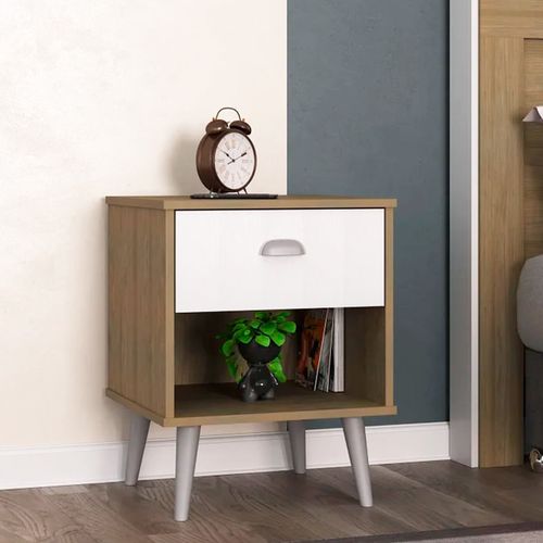 Mesa Cómoda Velador 1 Cajón CR-2006 Nogal Blanco