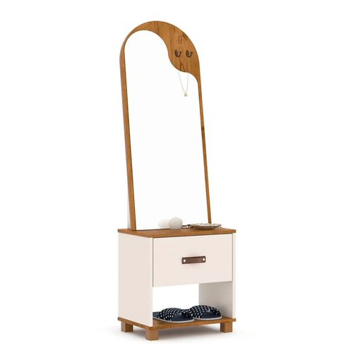 Mesa Cómoda Tocador Orgánico 1 Cajón Off White Freijo