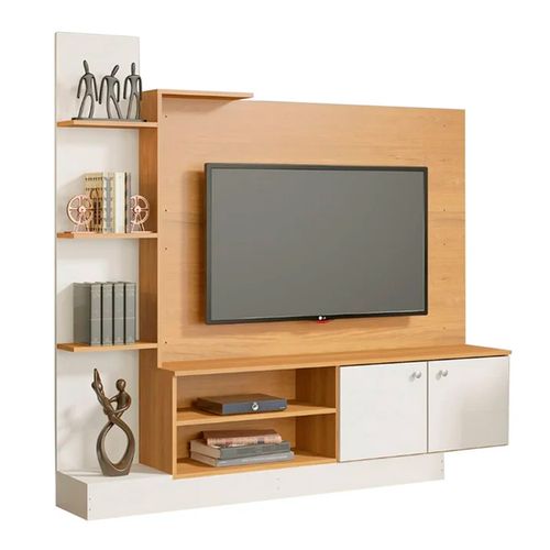 Mueble  Rack Tv 50plg Cairo 2 Puertas Carvalho Dakar/Branco