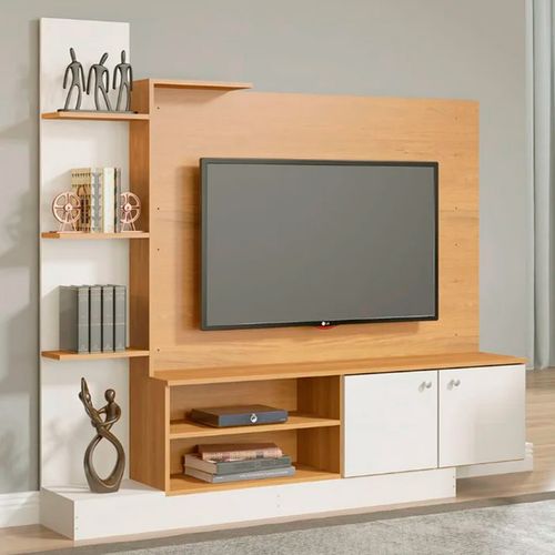 Mueble  Rack Tv 50plg Cairo 2 Puertas Carvalho Dakar/Branco
