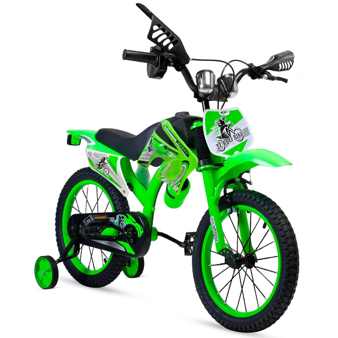 Bicicleta Infantil Aro 16 Motocross Ruedas Auxiliares Verde