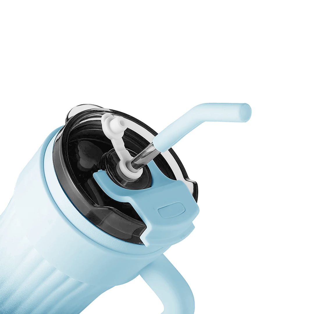 Termo Botella 650 ml Acero Inoxidable Celeste con Bombilla