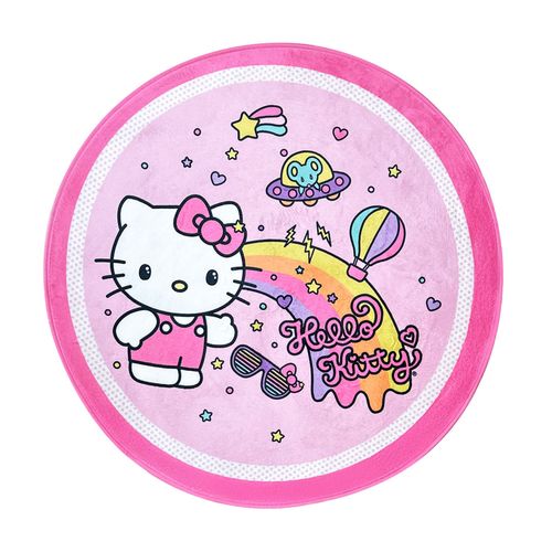 Alfombra Infantil Bajada de Cama Diseño Hello Kitty 80x80 cm Rosa Violeta