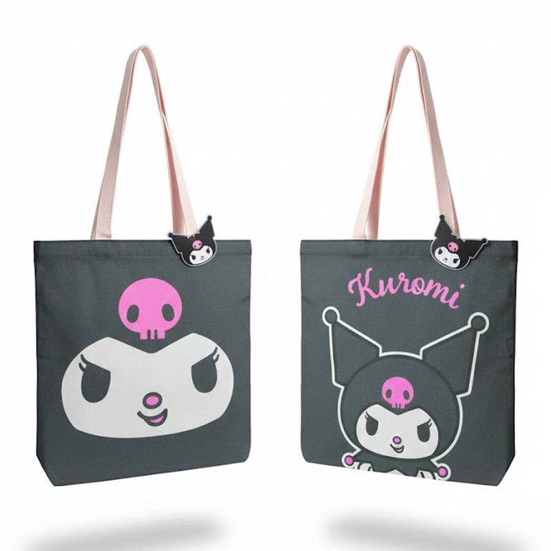 Bolso Playero Plano Algodón Kuromi Sanrio 39x34cm