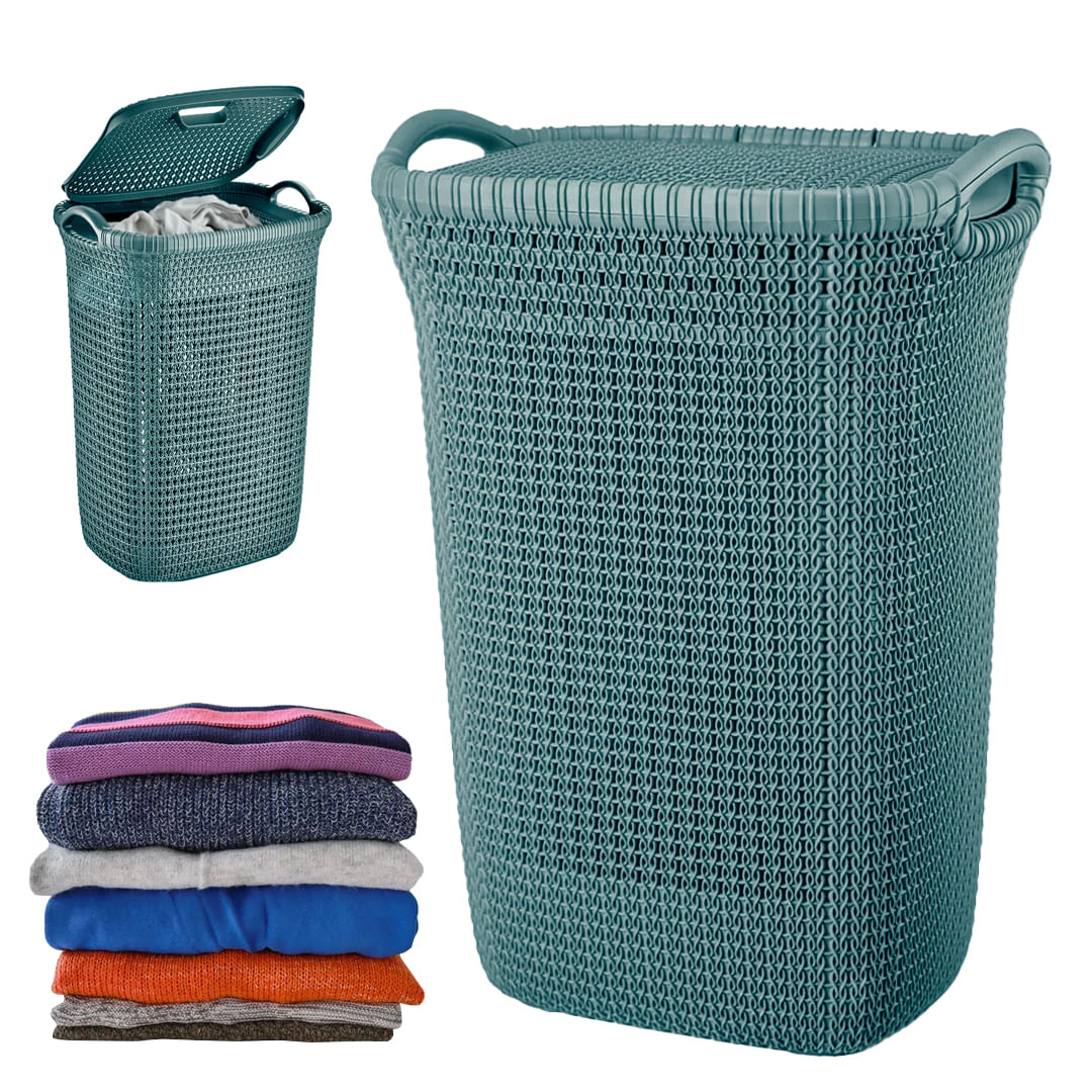 Cesto Canasto para Ropa Khipu Reyplast 60 Lts con Tapa
