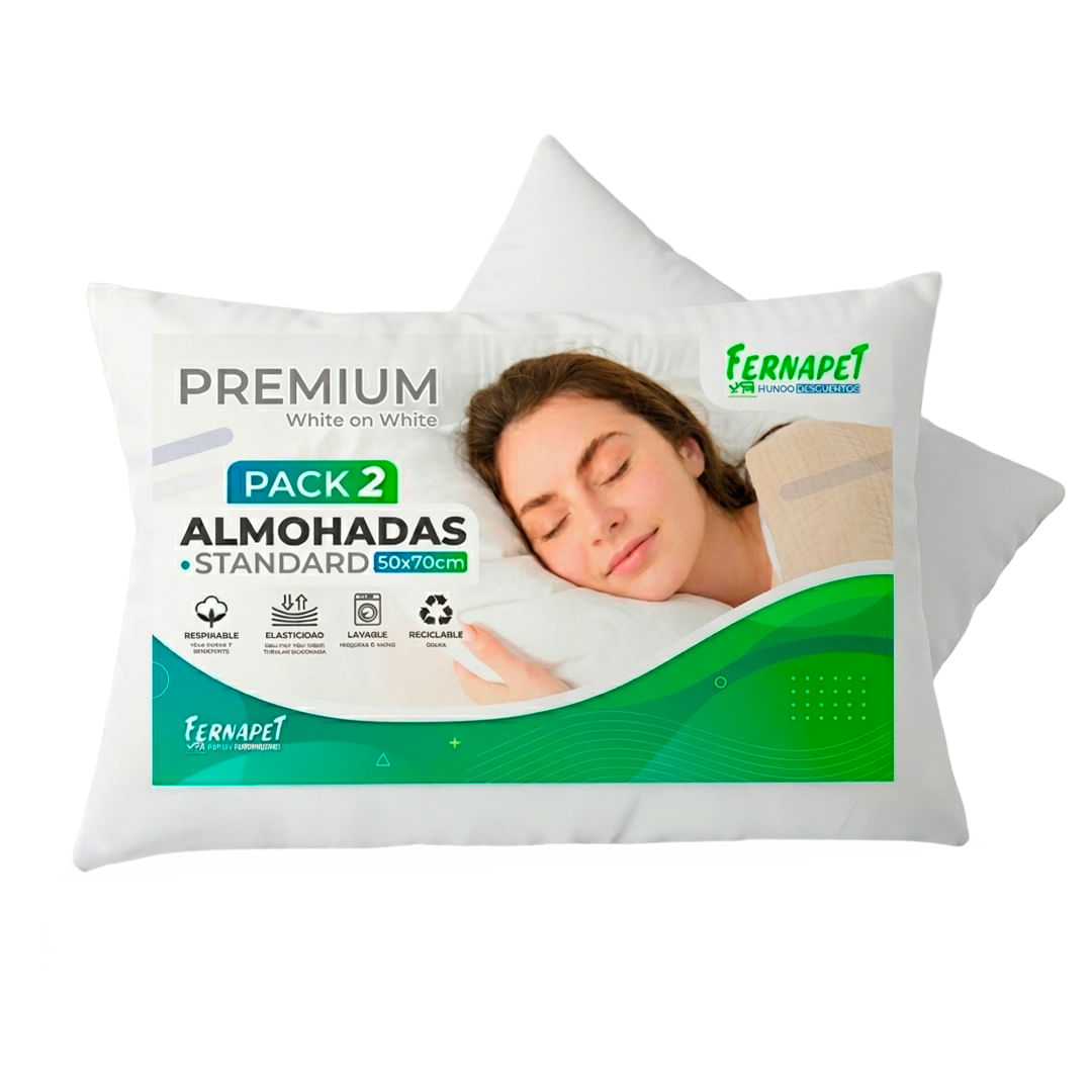 Almohadas Premium Pack ( 02 Unidad ) 50 X 70 Cm W.m Gz Azul Acero