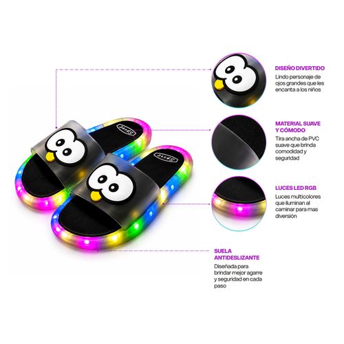 Sandalias Chalas LED RGB Diseño Talla 38-39 Negro
