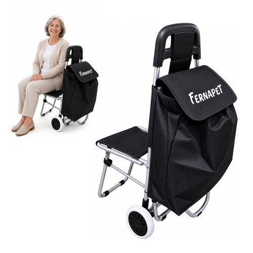 Carrito De Compras Plegable Con Silla Feria