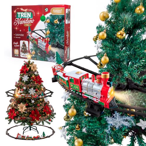 Tren Eléctrico a Batería Para Árbol De Navidad 31 Pcs Luz Sonido