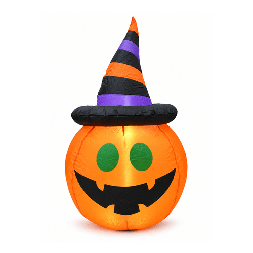 Calabaza Inflable Bruja Luz Led Decorativa Halloween 80cm